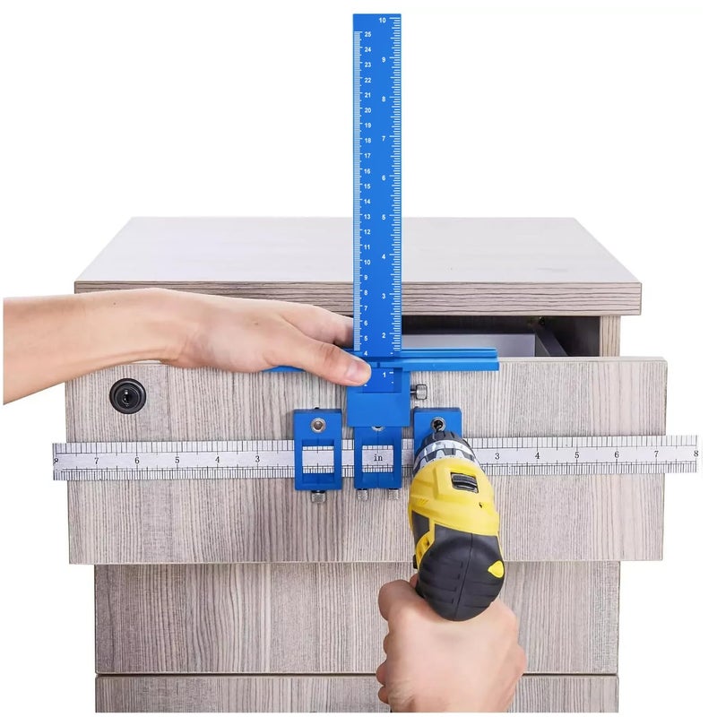TOURACE Woodworking Ruler, Cabinet Hardware Jig Mounting Template Drill Guide Sleeve Drawer Pull Jigs handle jig Power Tools Drilling Punch Locator Wood Drilling Dowelling Woodworking Kit for Cabinets Knobs - Image 3